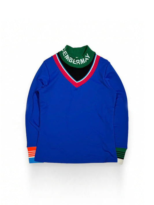 (DECEMBER MAY) Fake layered warmmock / WOMEN  / BLUE