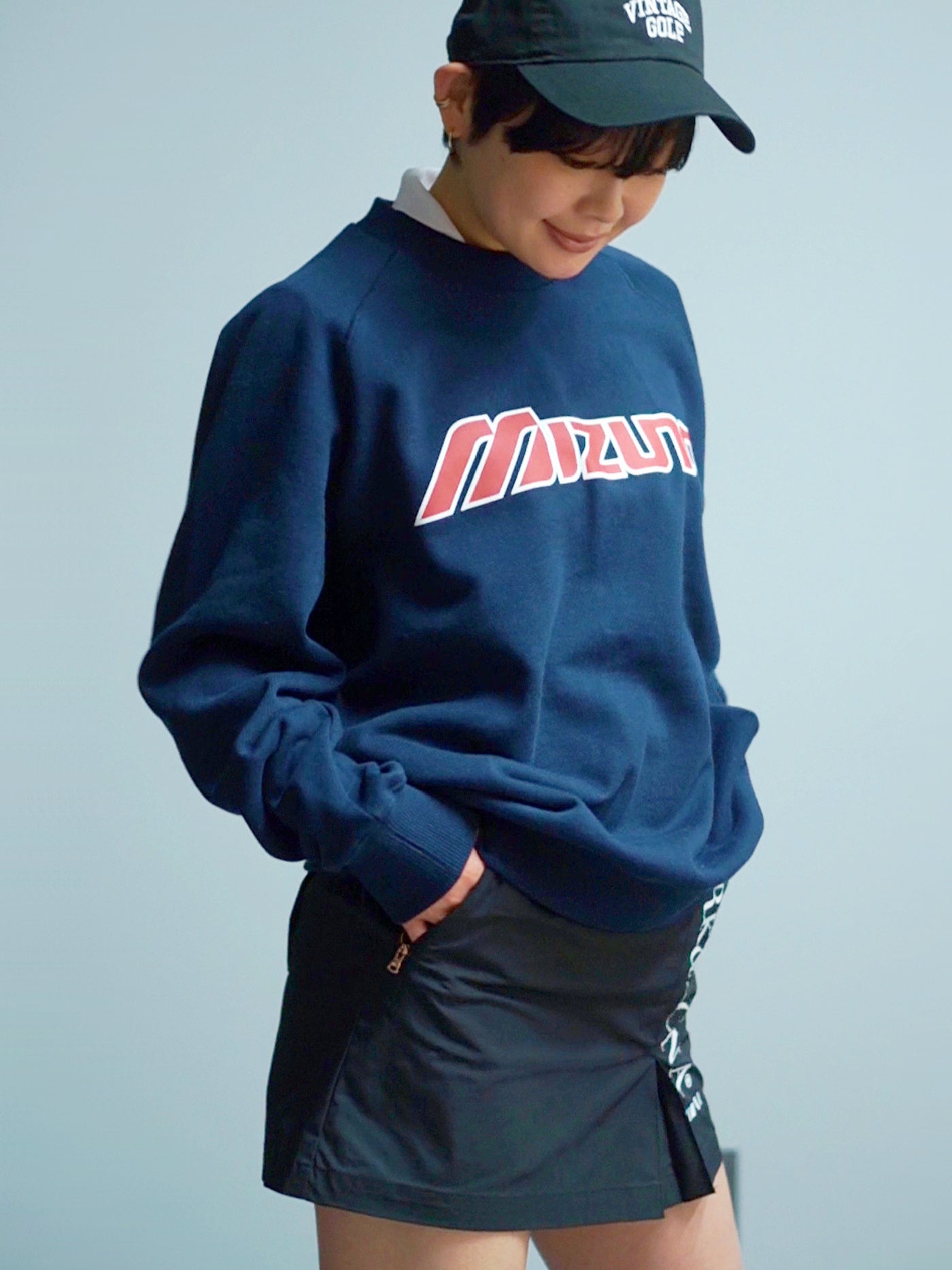 MIZUNO Classic Logo Print Crew Sweat(NAVY)