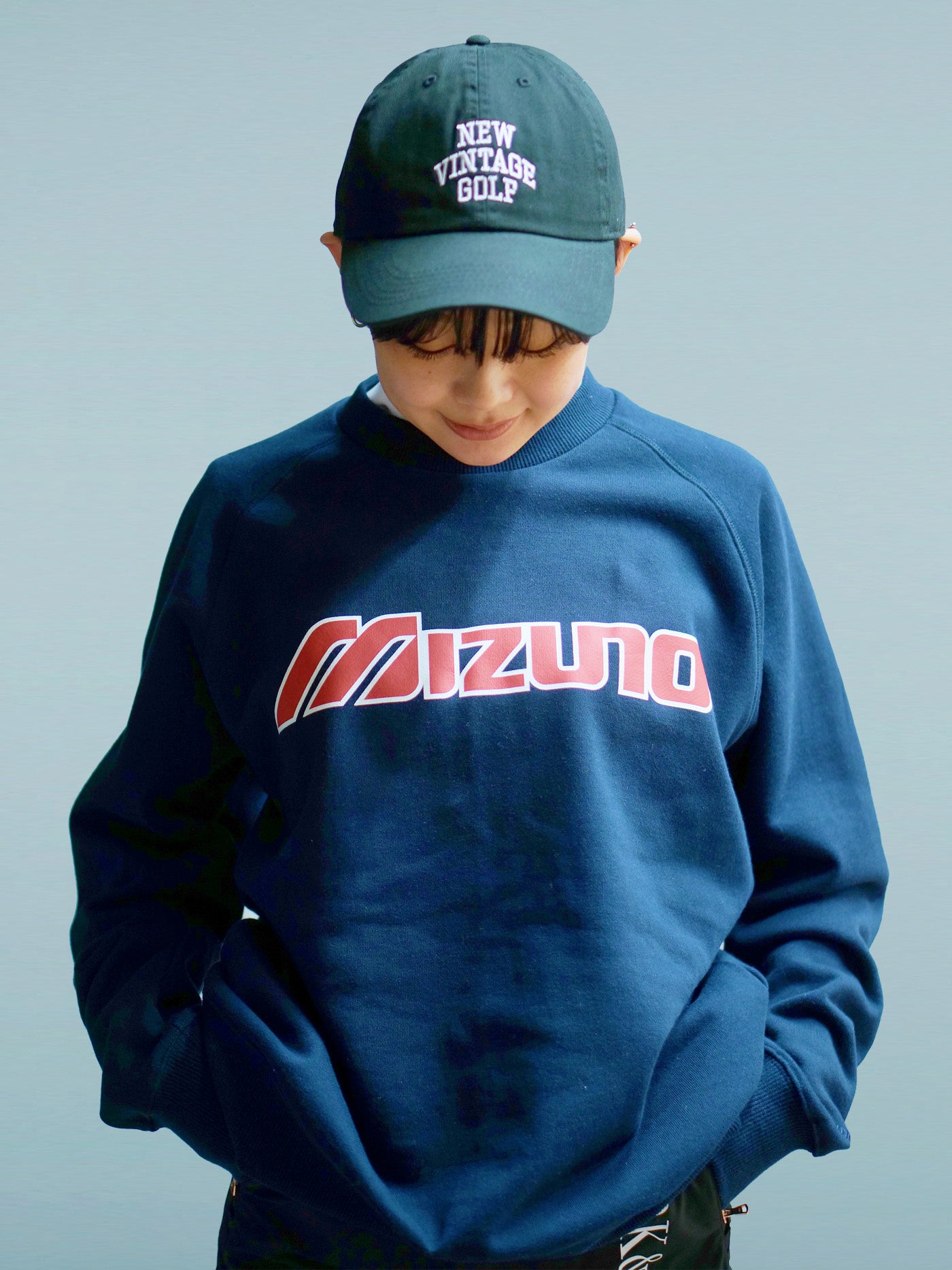 MIZUNO Classic Logo Print Crew Sweat(NAVY)