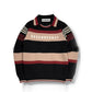 (DECEMBER MAY) Stripe knit polo / WOMEN  / BLACK