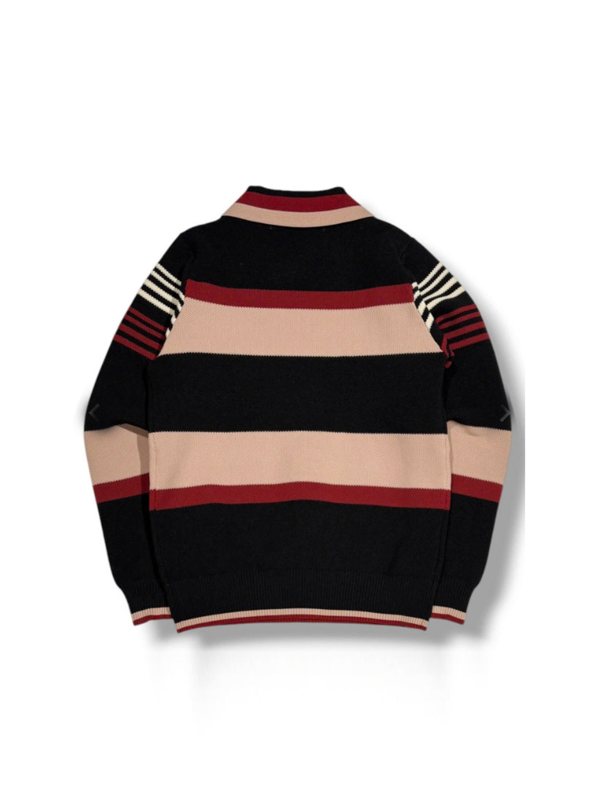 (DECEMBER MAY) Stripe knit polo / WOMEN  / BLACK