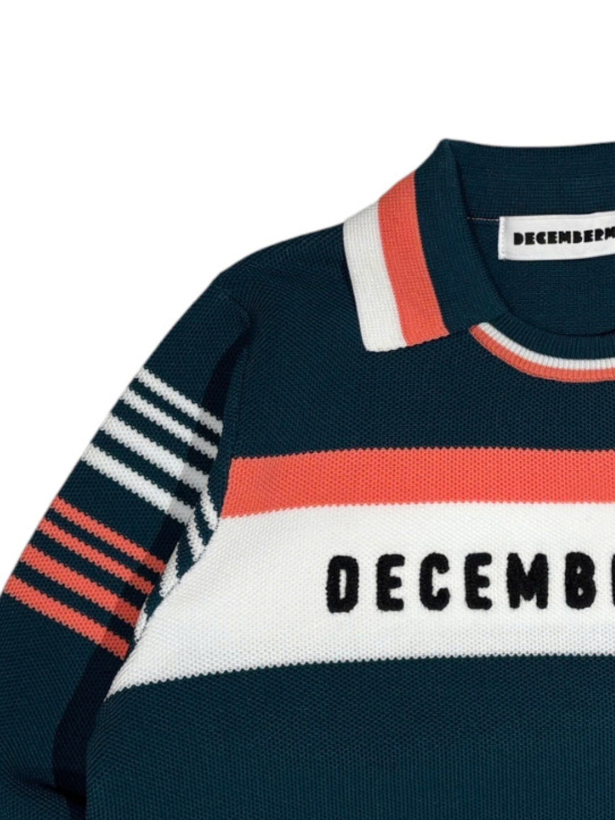 (DECEMBER MAY) Stripe knit polo / WOMEN  / D.GREEN