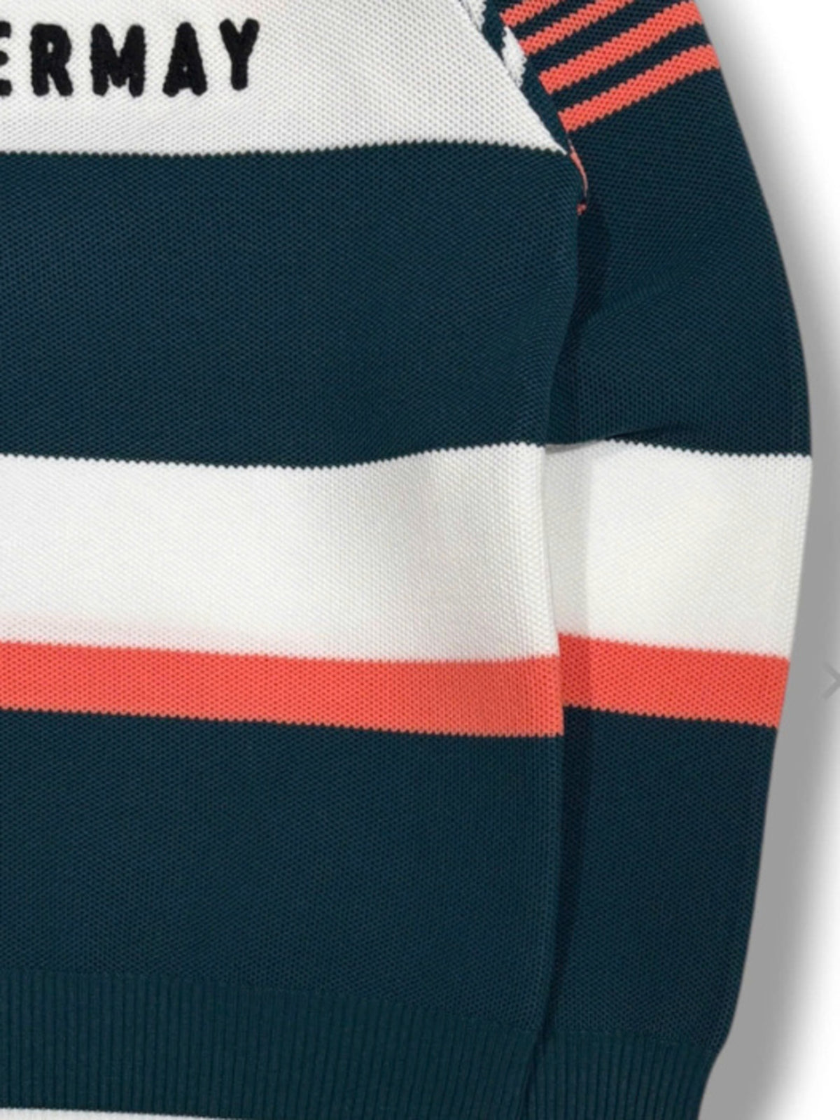 (DECEMBER MAY) Stripe knit polo / WOMEN  / D.GREEN