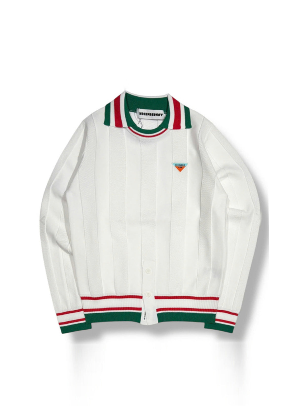 (DECEMBER MAY) Calm stripe knit polo / WOMEN  / WHITE
