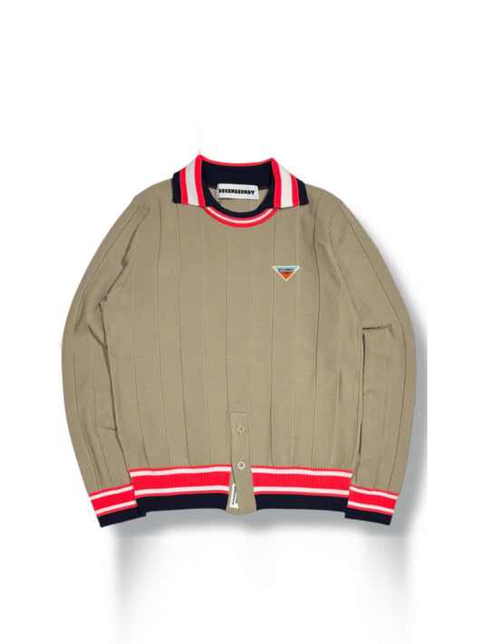 (DECEMBER MAY) Calm stripe knit polo / WOMEN  / BEIGE