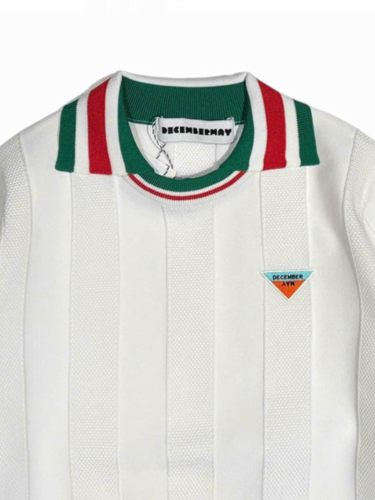 (DECEMBER MAY) Calm stripe knit polo / WOMEN  / WHITE