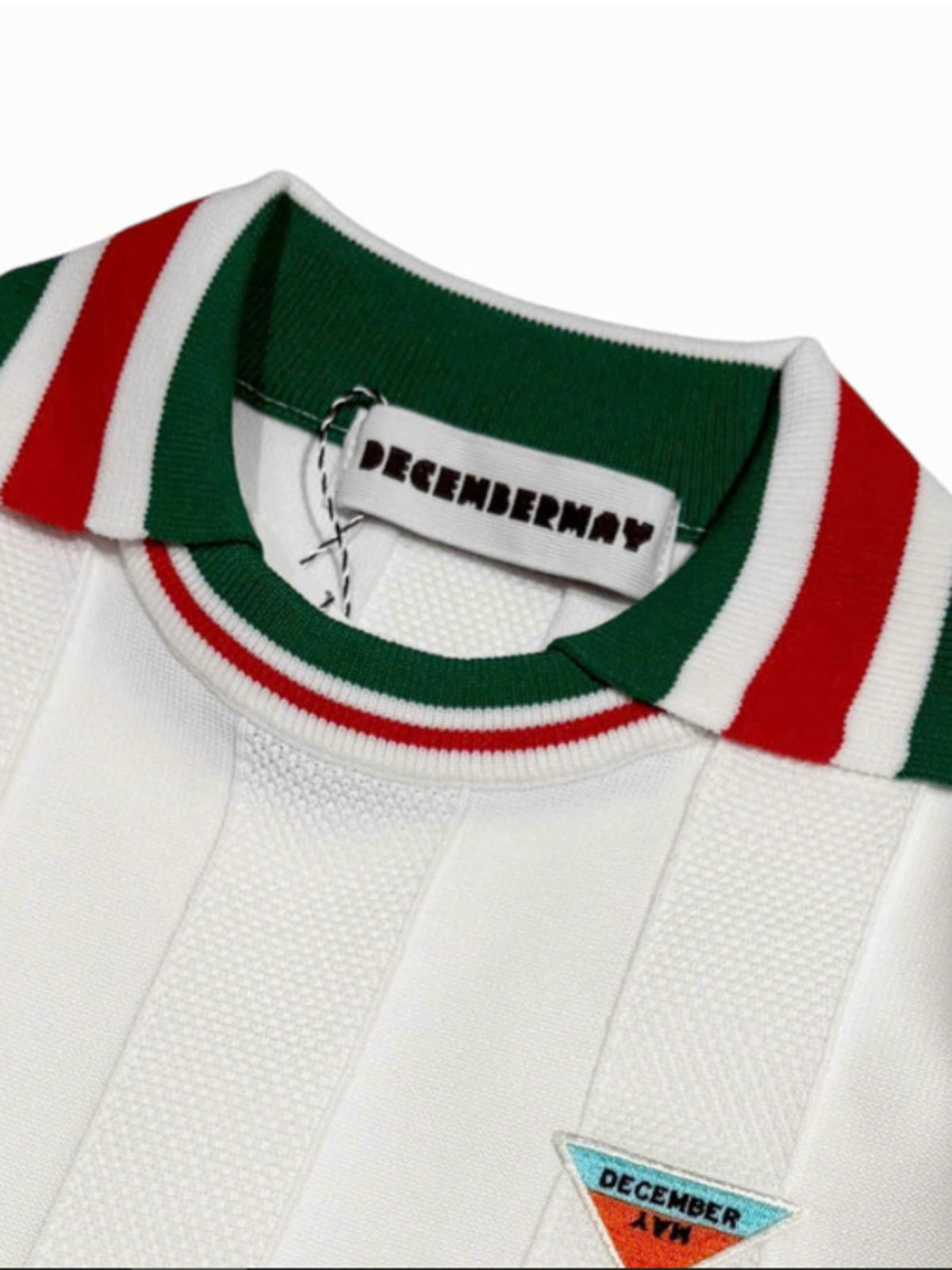 (DECEMBER MAY) Calm stripe knit polo / WOMEN  / WHITE
