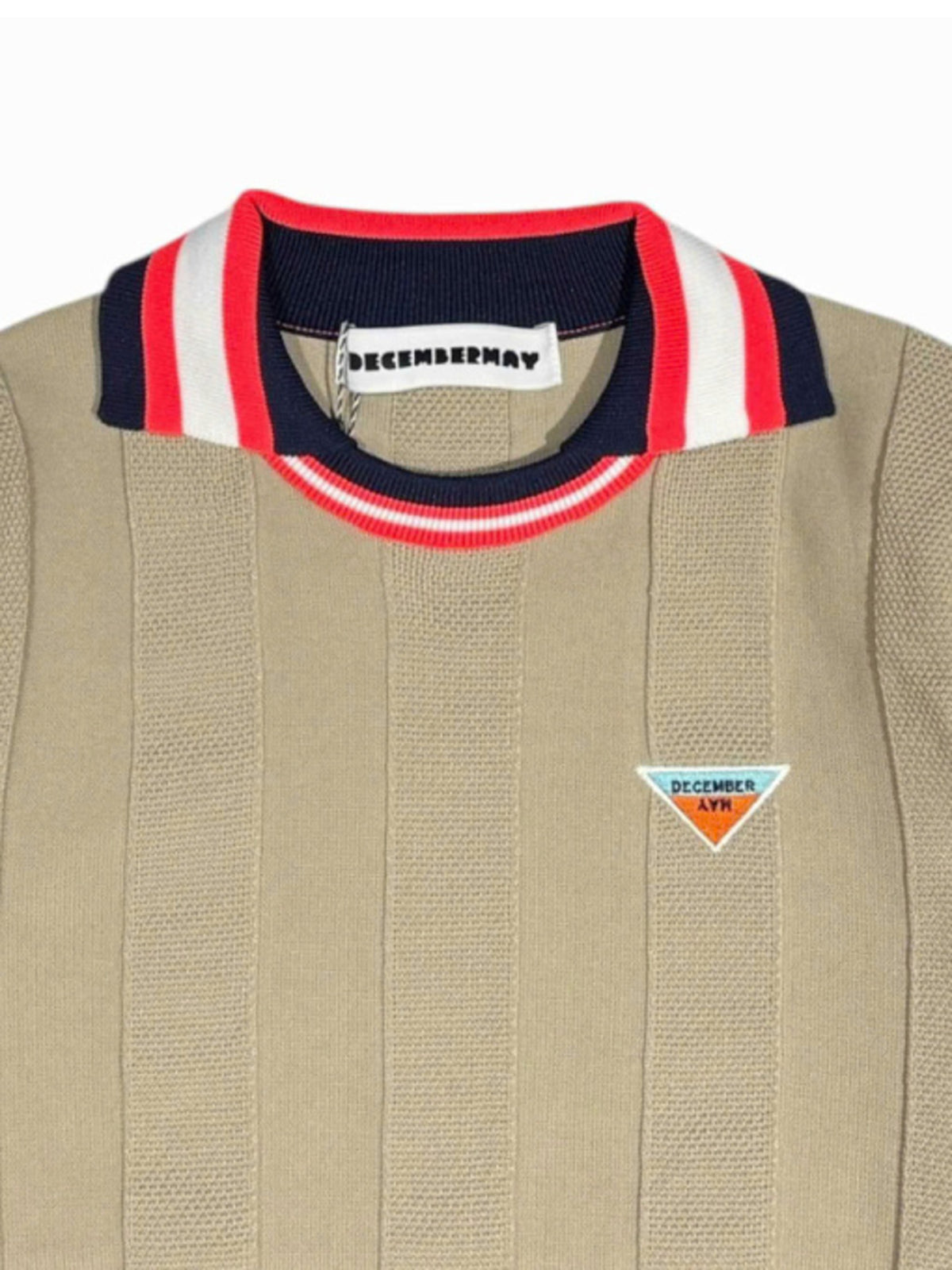 (DECEMBER MAY) Calm stripe knit polo / WOMEN  / BEIGE