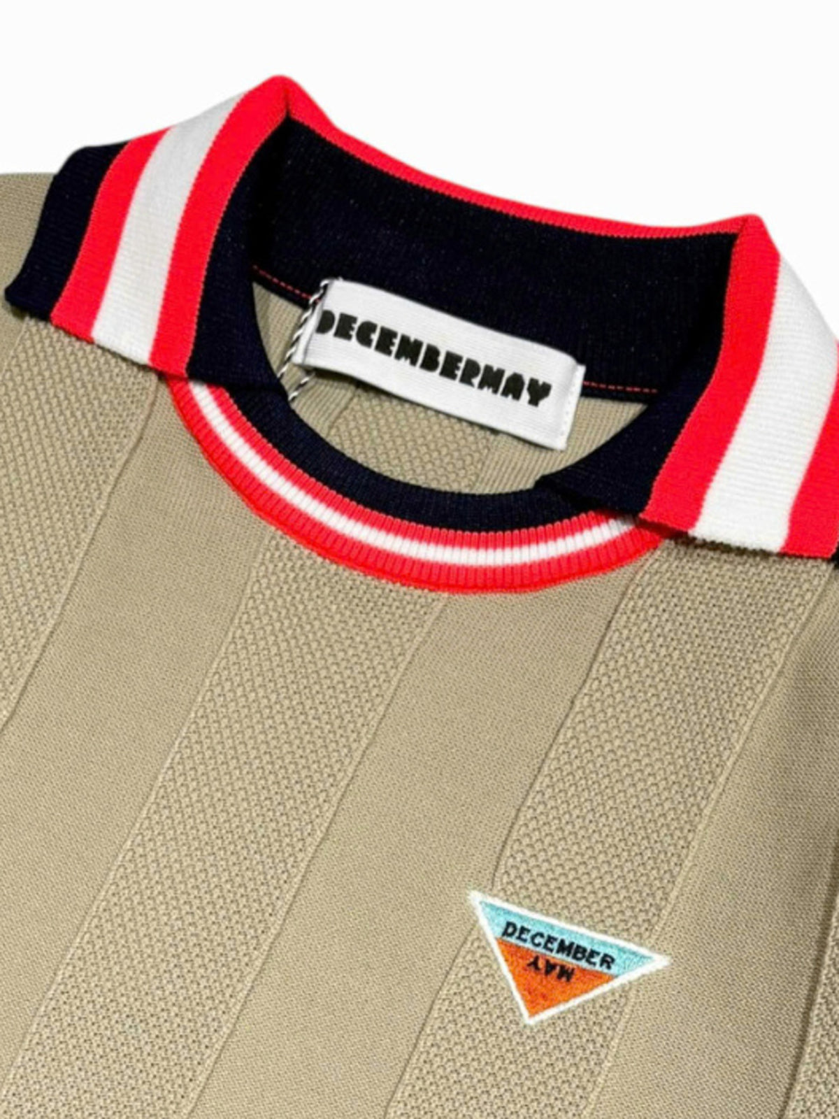 (DECEMBER MAY) Calm stripe knit polo / WOMEN  / BEIGE