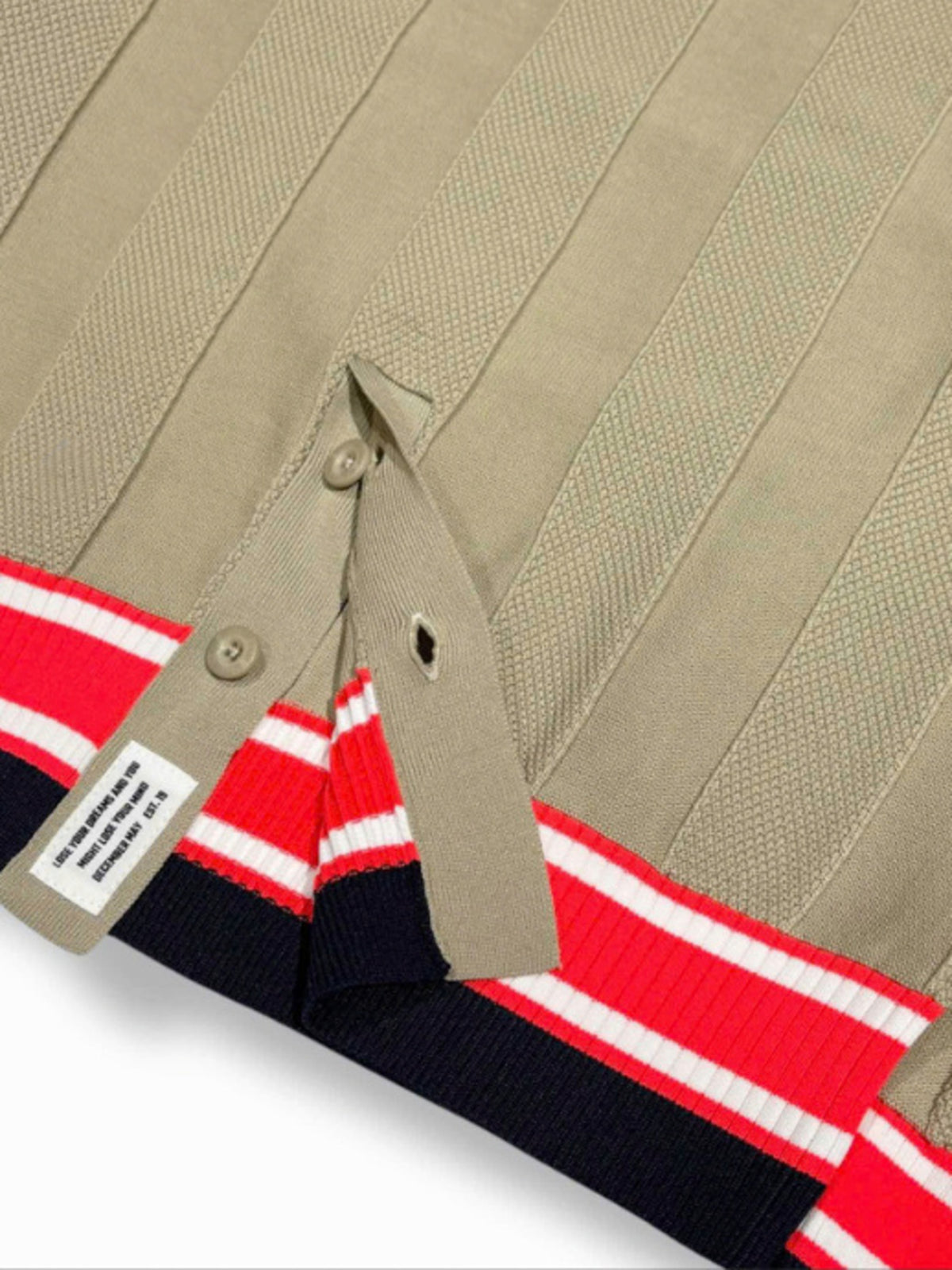 (DECEMBER MAY) Calm stripe knit polo / WOMEN  / BEIGE