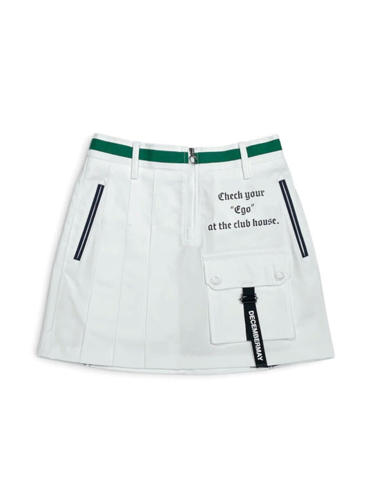 (DECEMBER MAY) Asymmetry pleats skirt / WOMEN  / WHITE