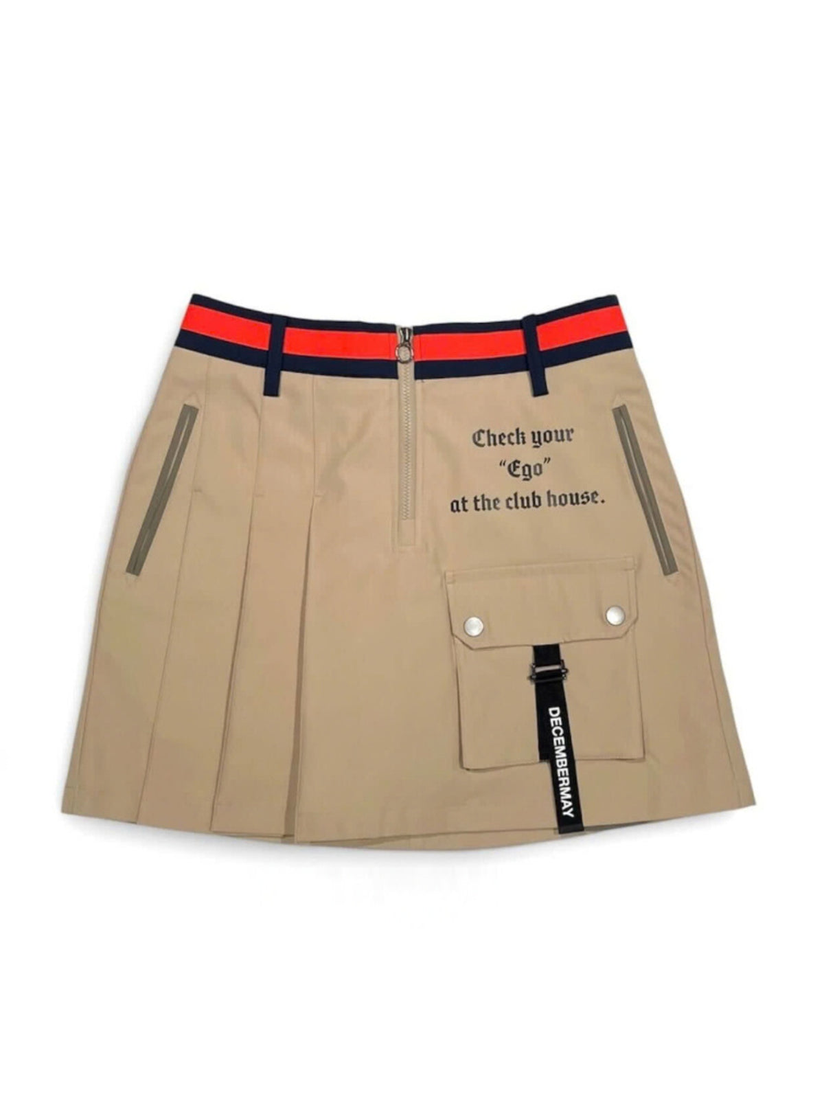 (DECEMBER MAY) Asymmetry pleats skirt / WOMEN  / BEIGE