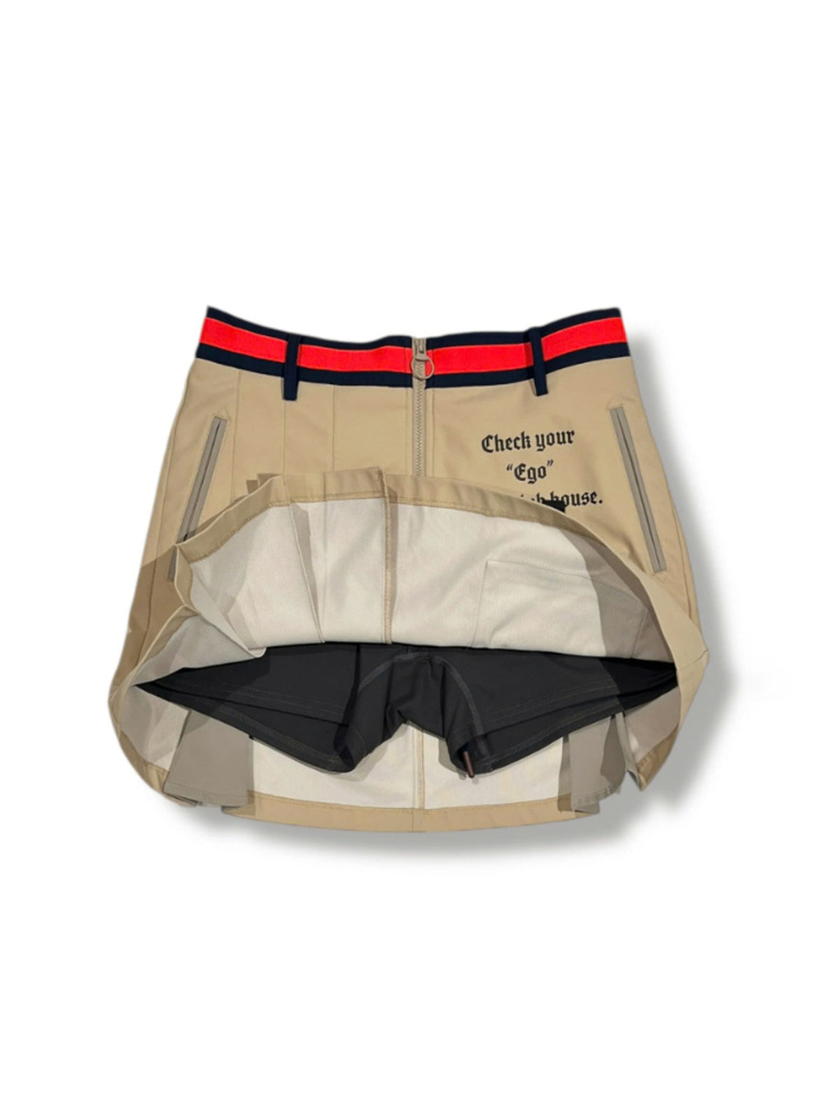 (DECEMBER MAY) Asymmetry pleats skirt / WOMEN  / BEIGE