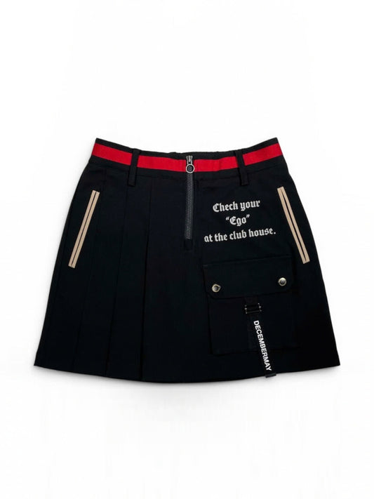 (DECEMBER MAY) Asymmetry pleats skirt / WOMEN  / BLACK