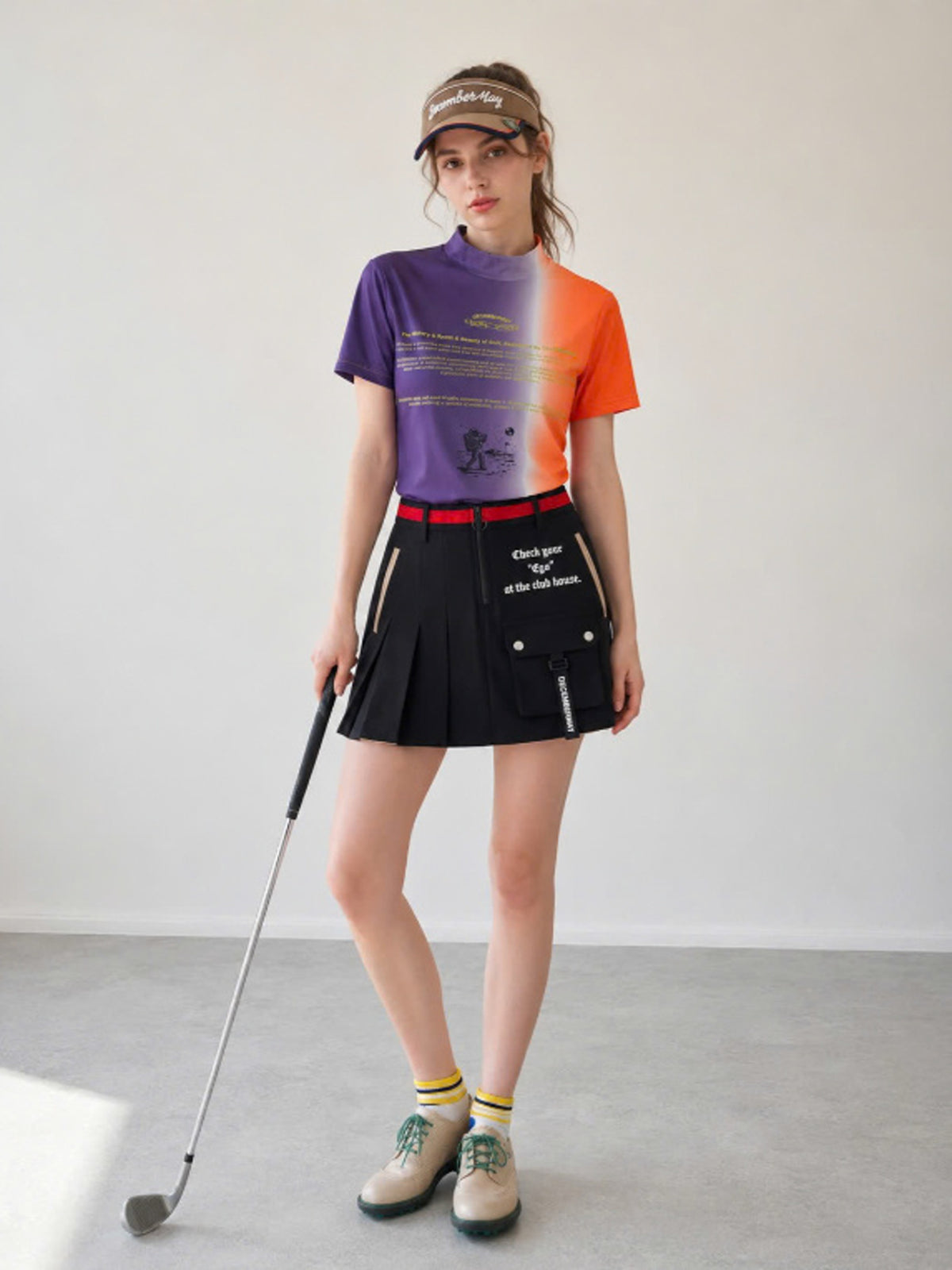(DECEMBER MAY) Asymmetry pleats skirt / WOMEN  / BLACK