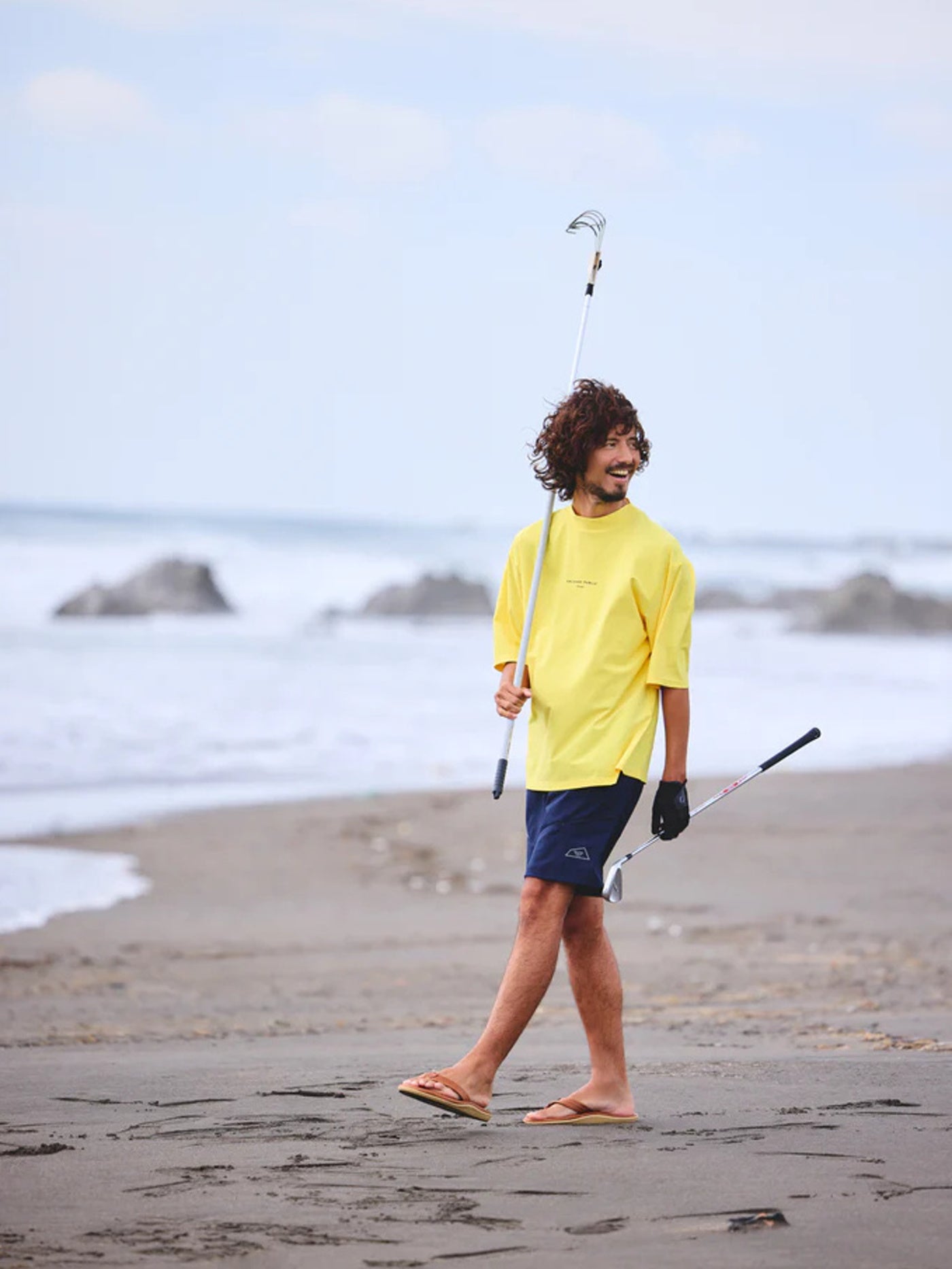 SVKS6023［サルベージパブリックコレパ］サーフモックネック S/S(TI LEAF Paisley) / BLACK