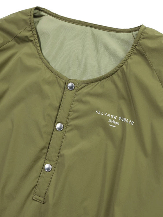 SVKA5020［サルベージパブリックコレパ］バックプリント ハーフジップ パデッドジャケット / OLIVE