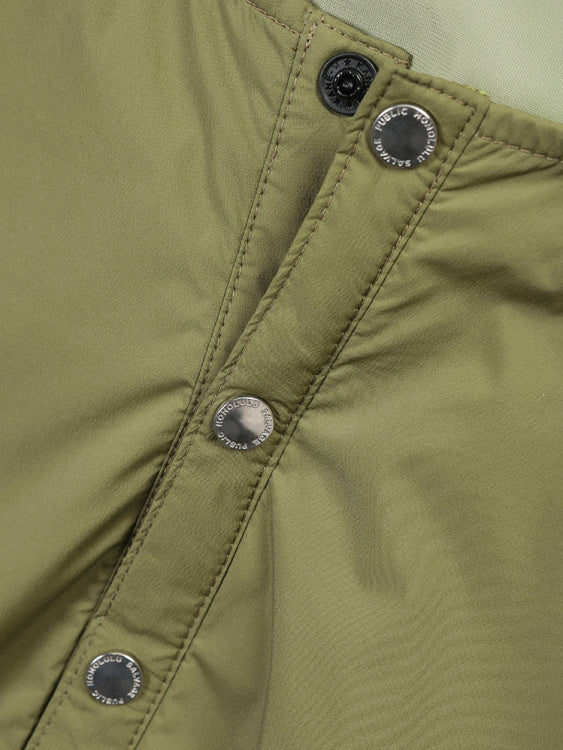 SVKA5020［サルベージパブリックコレパ］バックプリント ハーフジップ パデッドジャケット / OLIVE