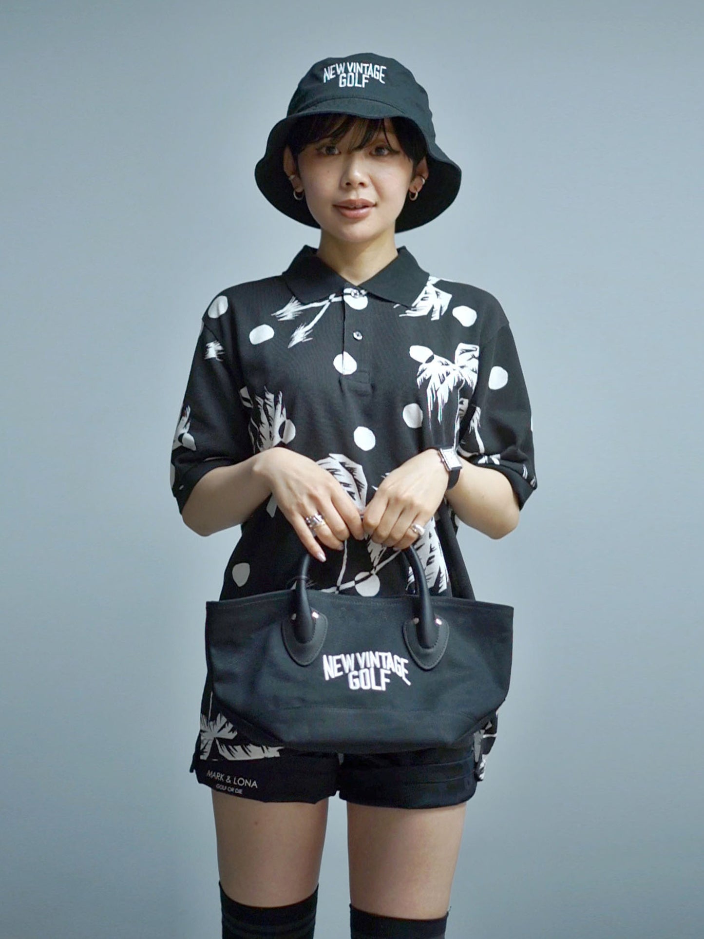 NVG×SUNSURF Moon Palm Tree Polo (BLACK)