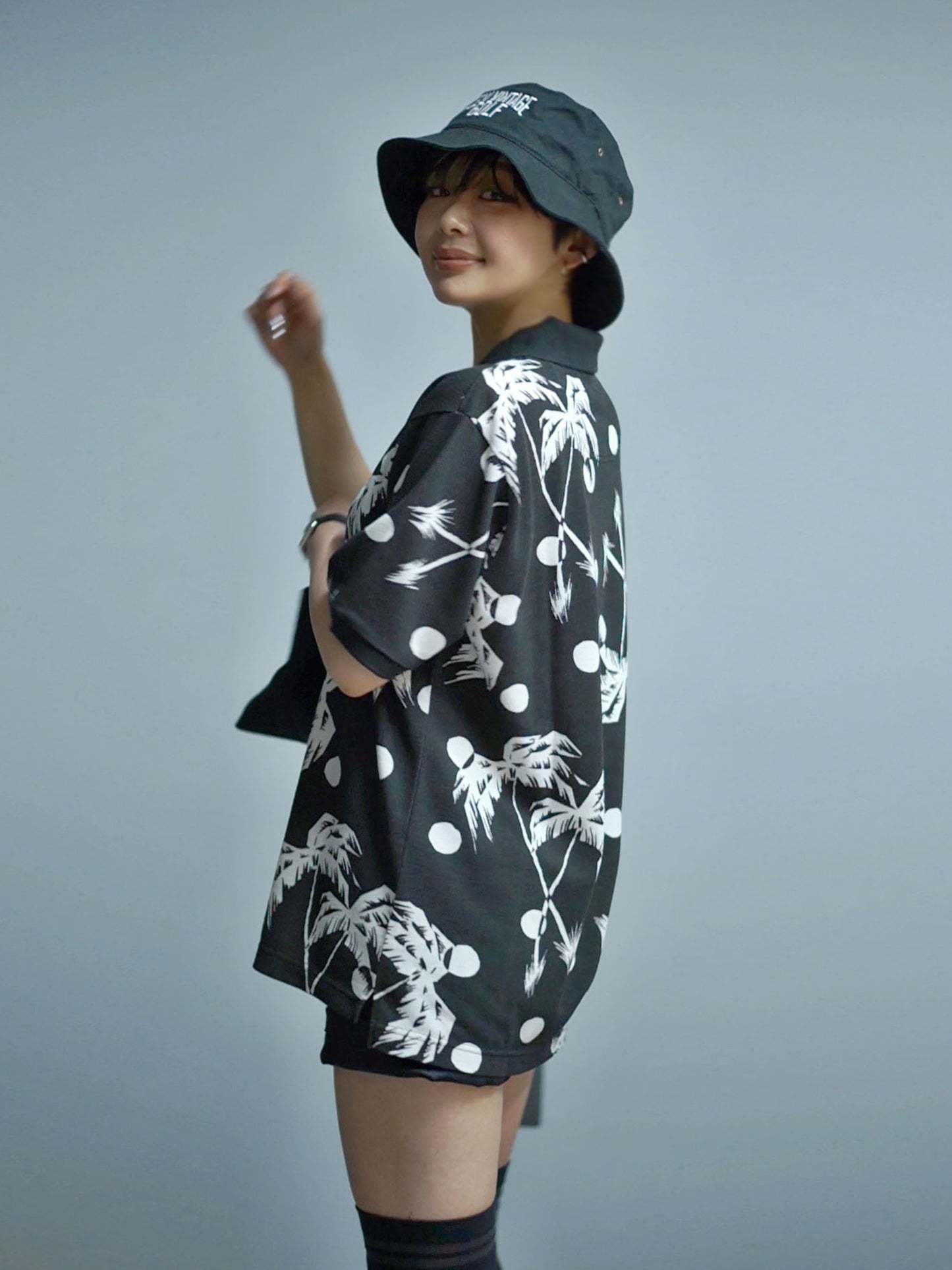 NVG×SUNSURF Moon Palm Tree Polo (BLACK)