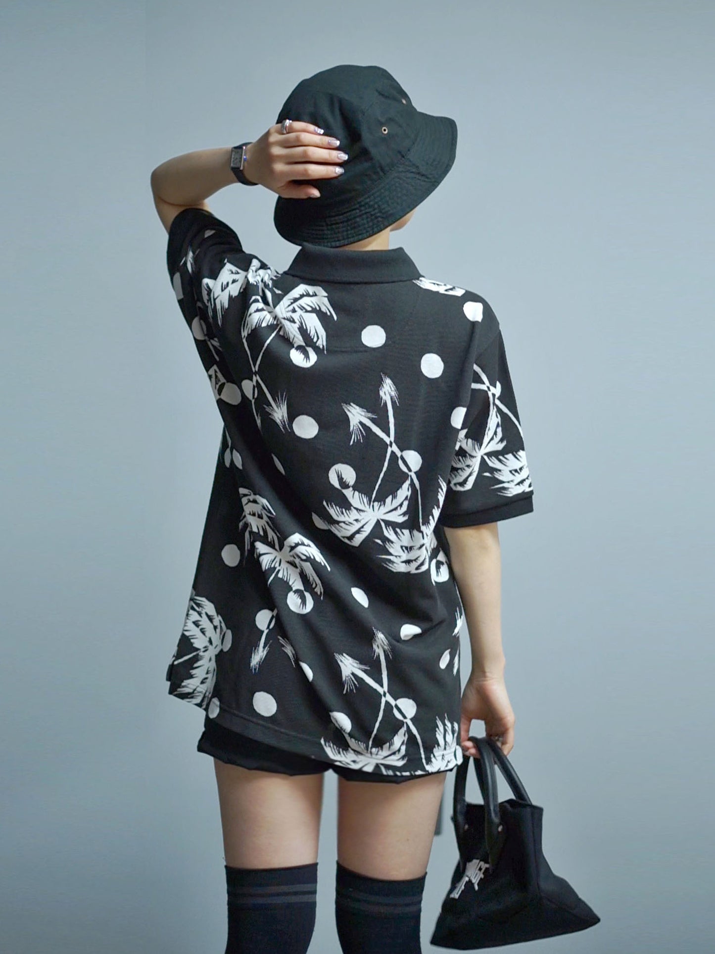 NVG×SUNSURF Moon Palm Tree Polo (BLACK)
