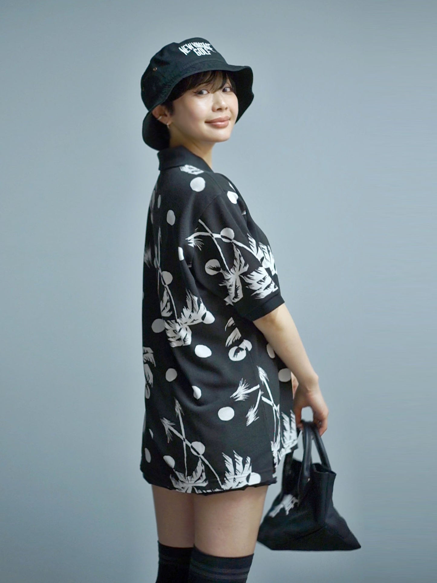 NVG×SUNSURF Moon Palm Tree Polo (BLACK)