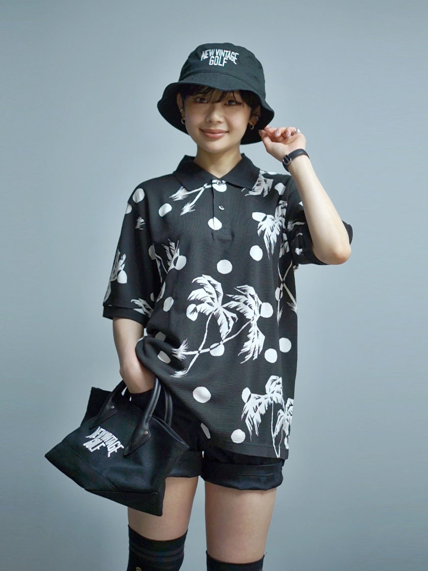 NVG×SUNSURF Moon Palm Tree Polo (BLACK)