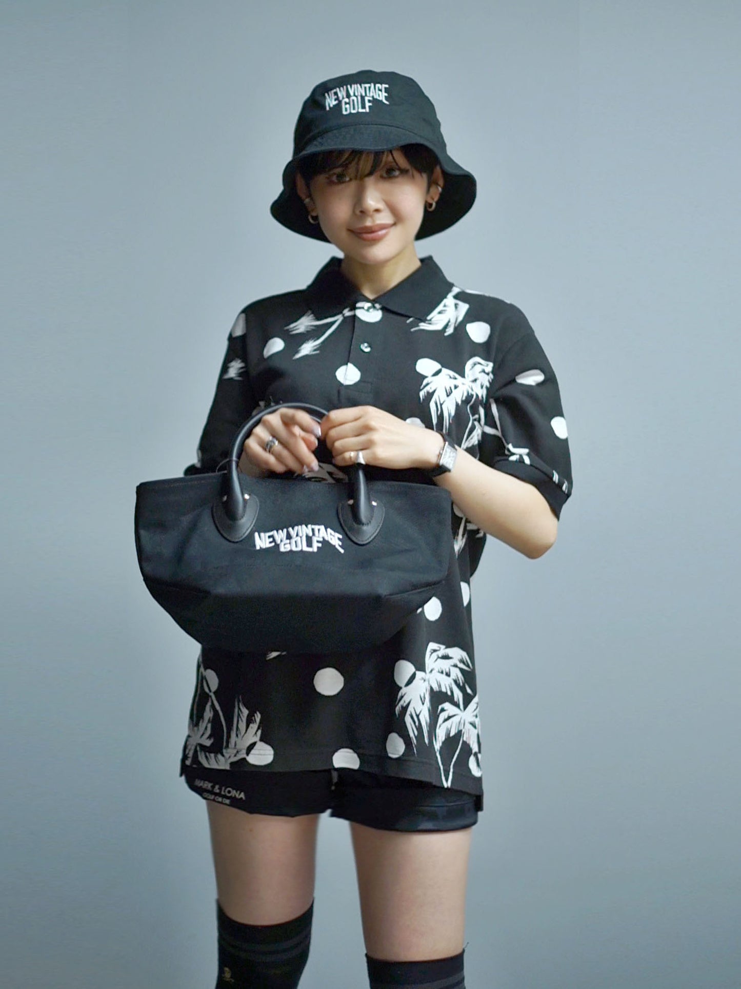 NVG×SUNSURF Moon Palm Tree Polo (BLACK)