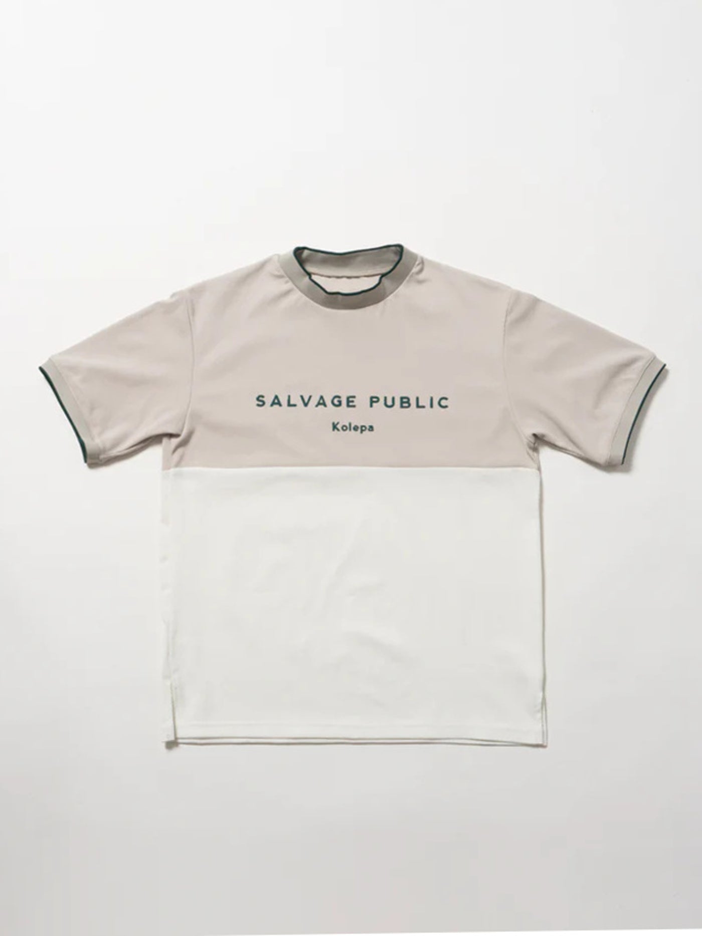 SVKS6010［サルベージパブリックコレパ］クリナポハポハバイカラーモックネック（Kolepa Stamp） / GREIGE×WHITE