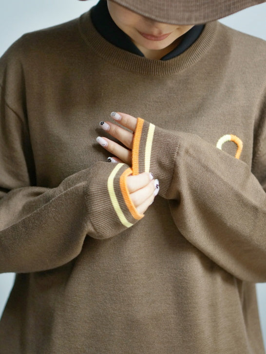 Quadro Silky Wool Sweater | MEN / BROWN