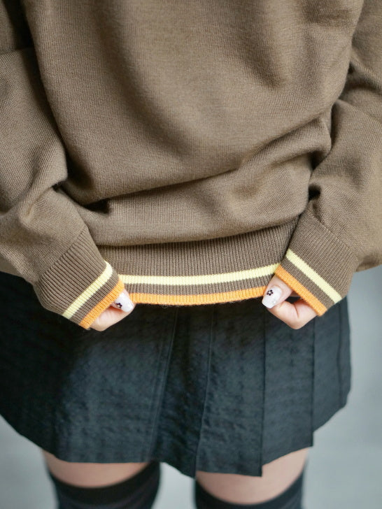 Quadro Silky Wool Sweater | MEN / BROWN