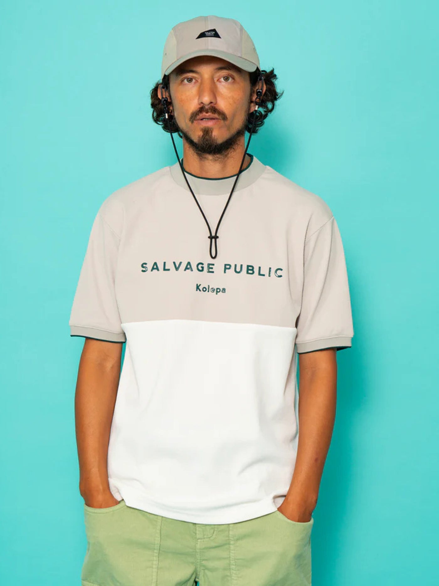 SVKS6010［サルベージパブリックコレパ］クリナポハポハバイカラーモックネック（Kolepa Stamp） / NAVY×WHITE