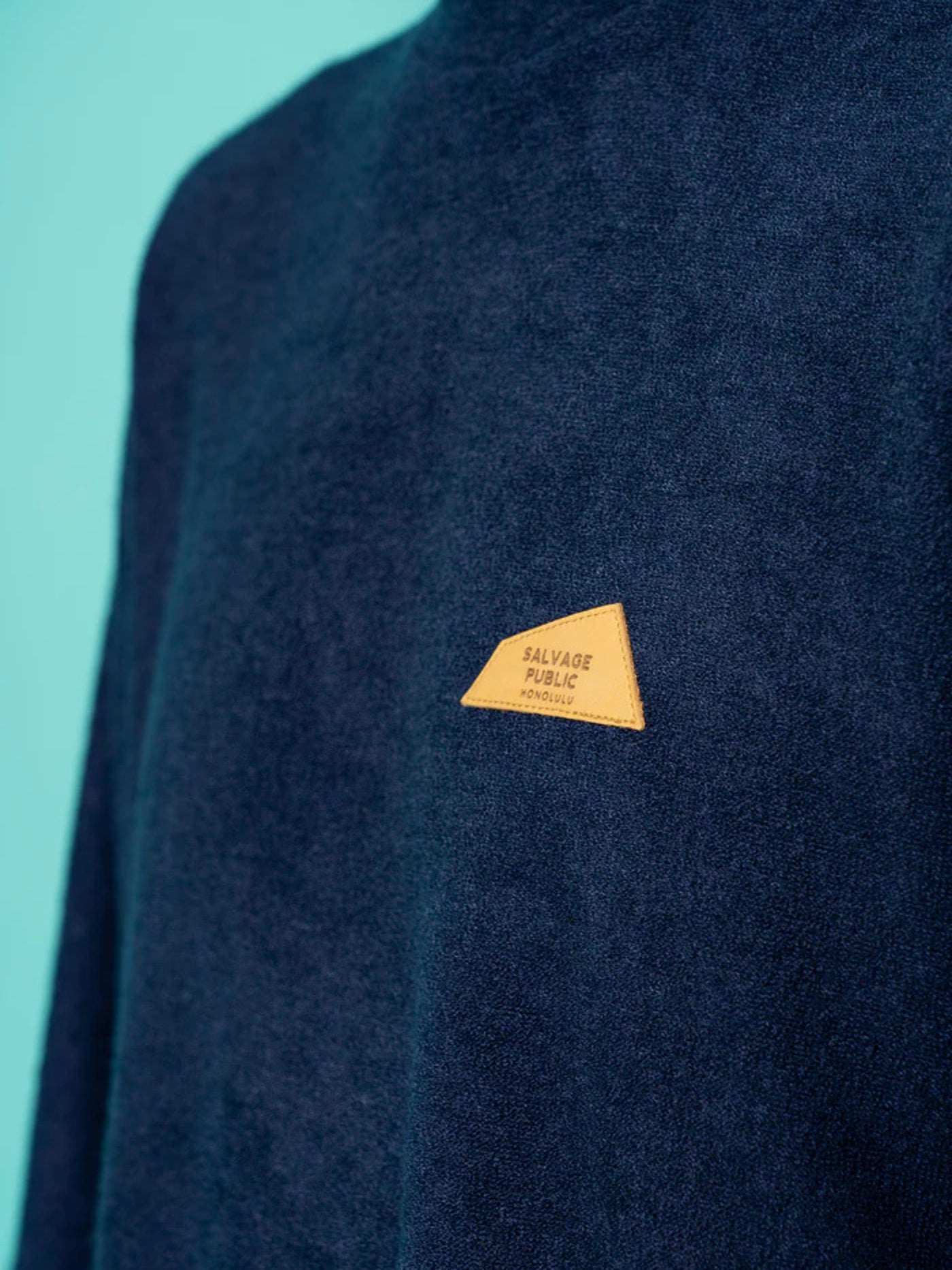 SVKS6018［サルベージパブリックコレパ］3.6パイルモックネック S/S（DH Leather patch）/ NAVY