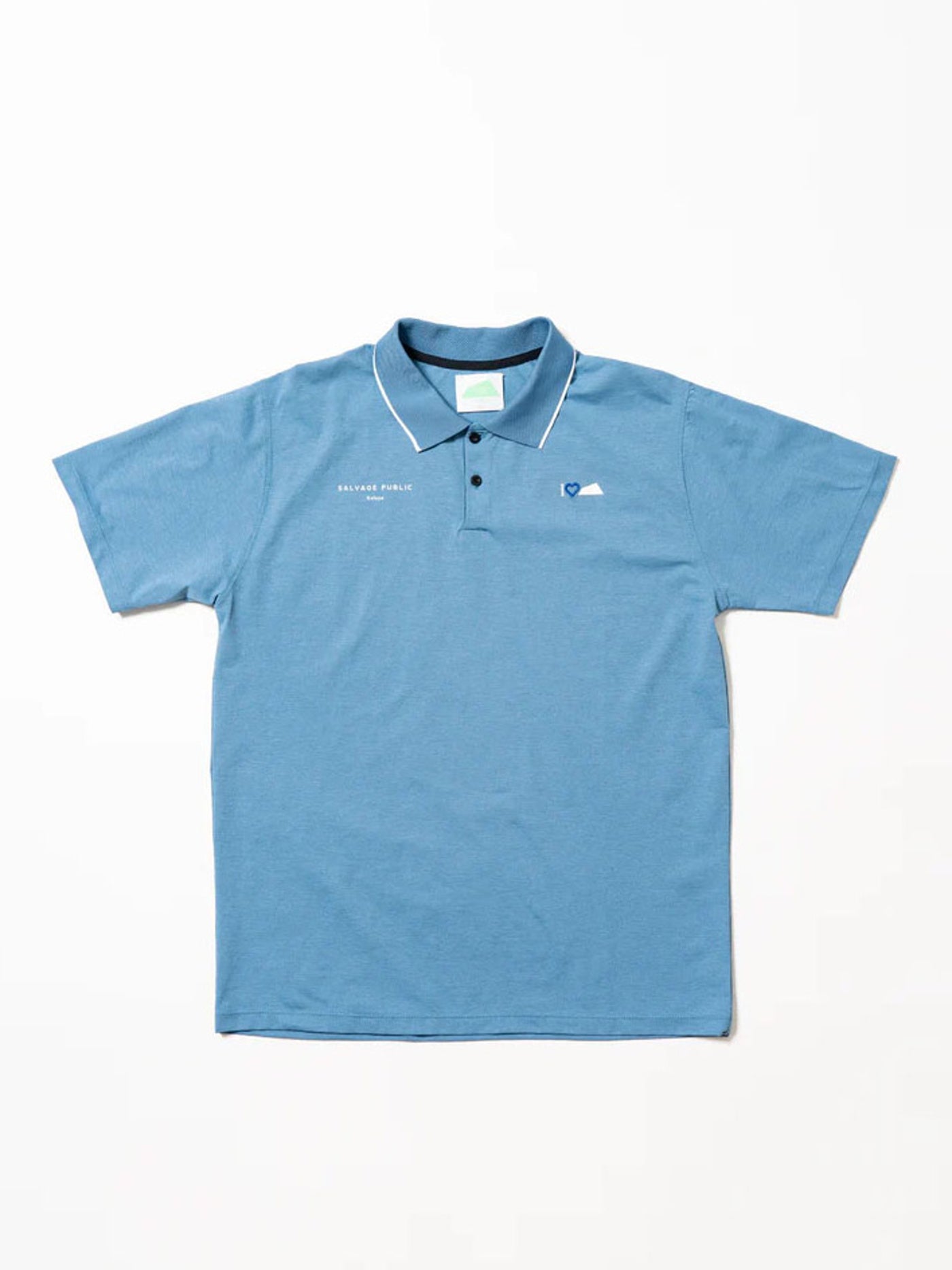 SVKS6015［サルベージパブリックコレパ］フナカイサーフポロ S/S（I♡DH） / Ocean Blue
