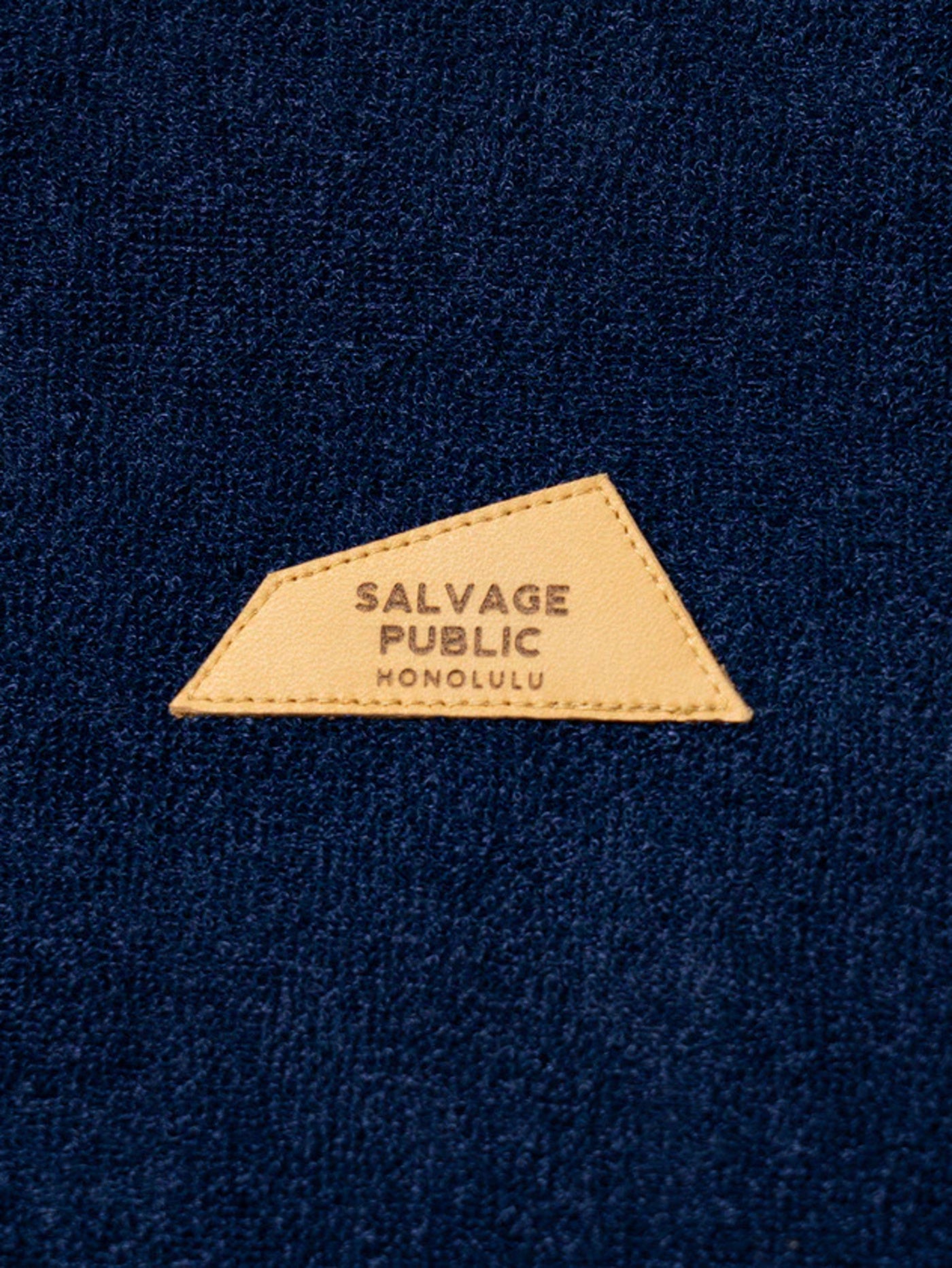 SVKS6018［サルベージパブリックコレパ］3.6パイルモックネック S/S（DH Leather patch）/ NAVY