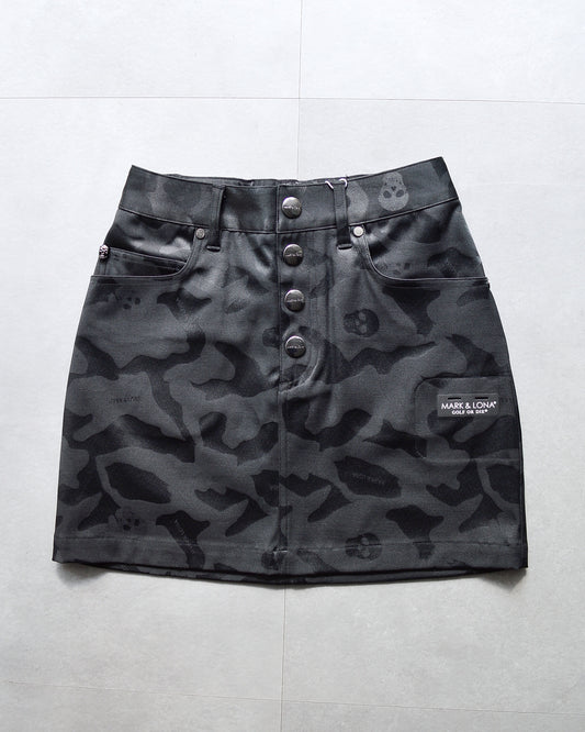 Gauge Jacquard Camo Skirt | WOMEN / BLACK