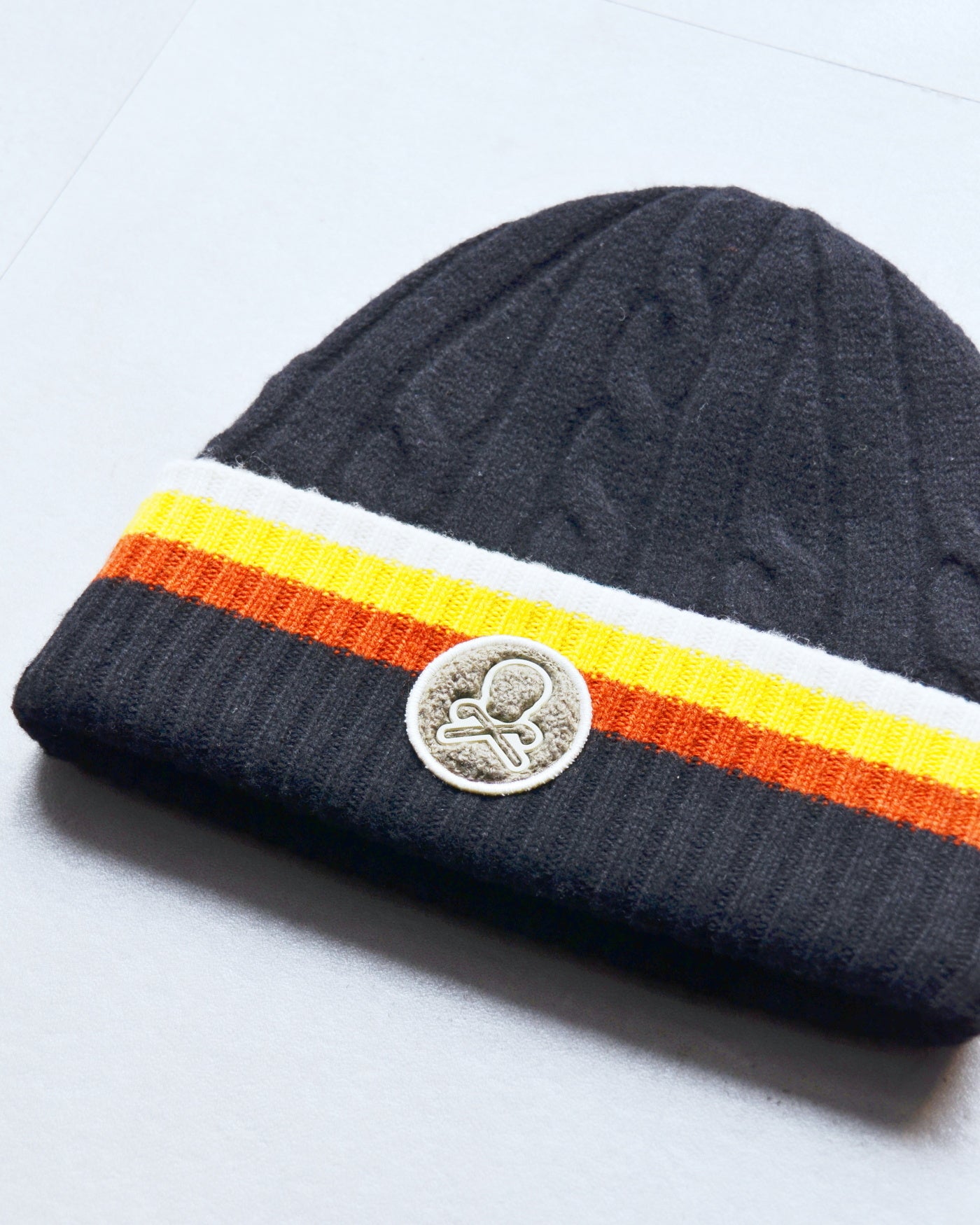 Ever Striped Cable Knit Beanie | MEN and WOMEN / BLACK