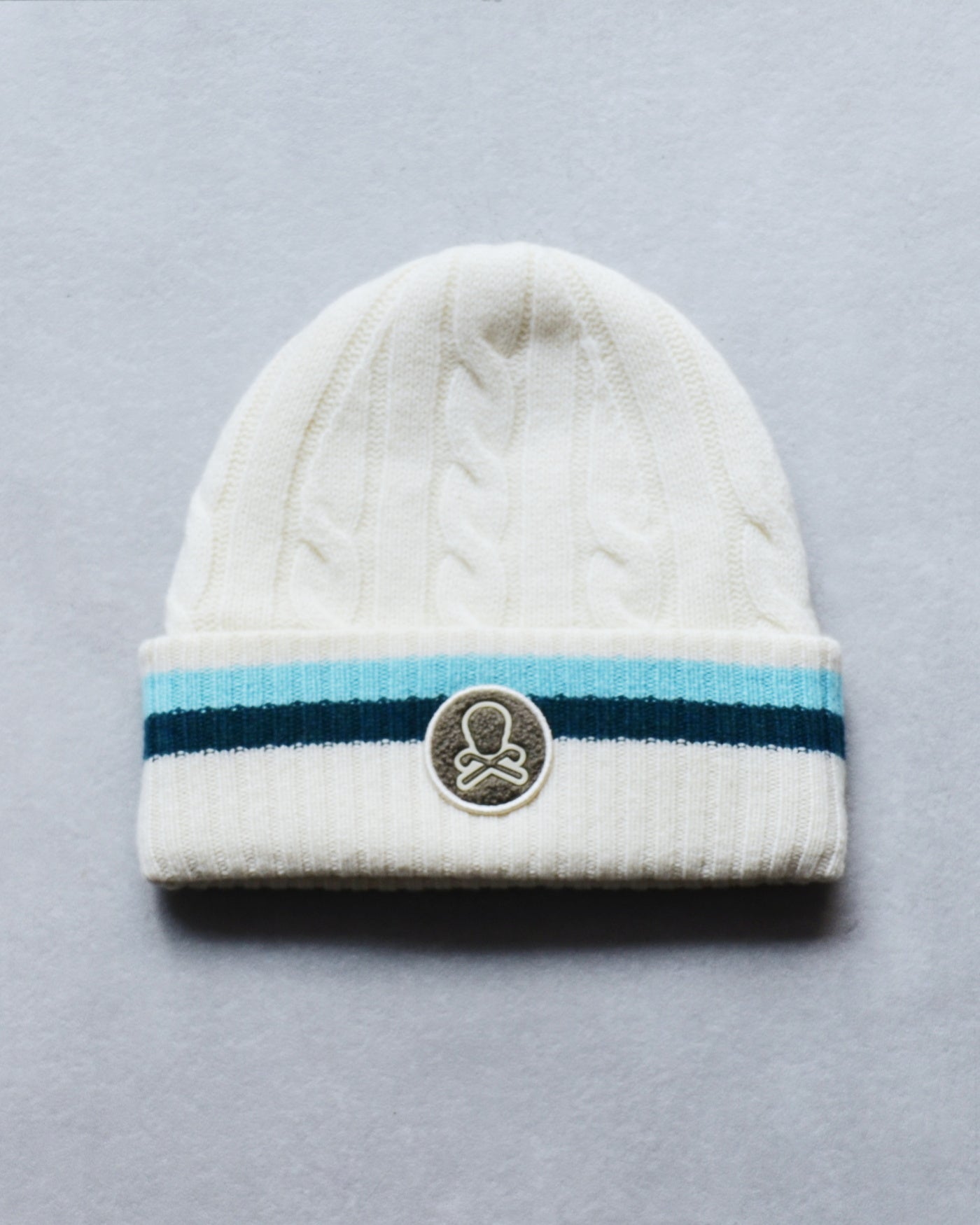 Ever Striped Cable Knit Beanie | MEN and WOMEN / WHITE