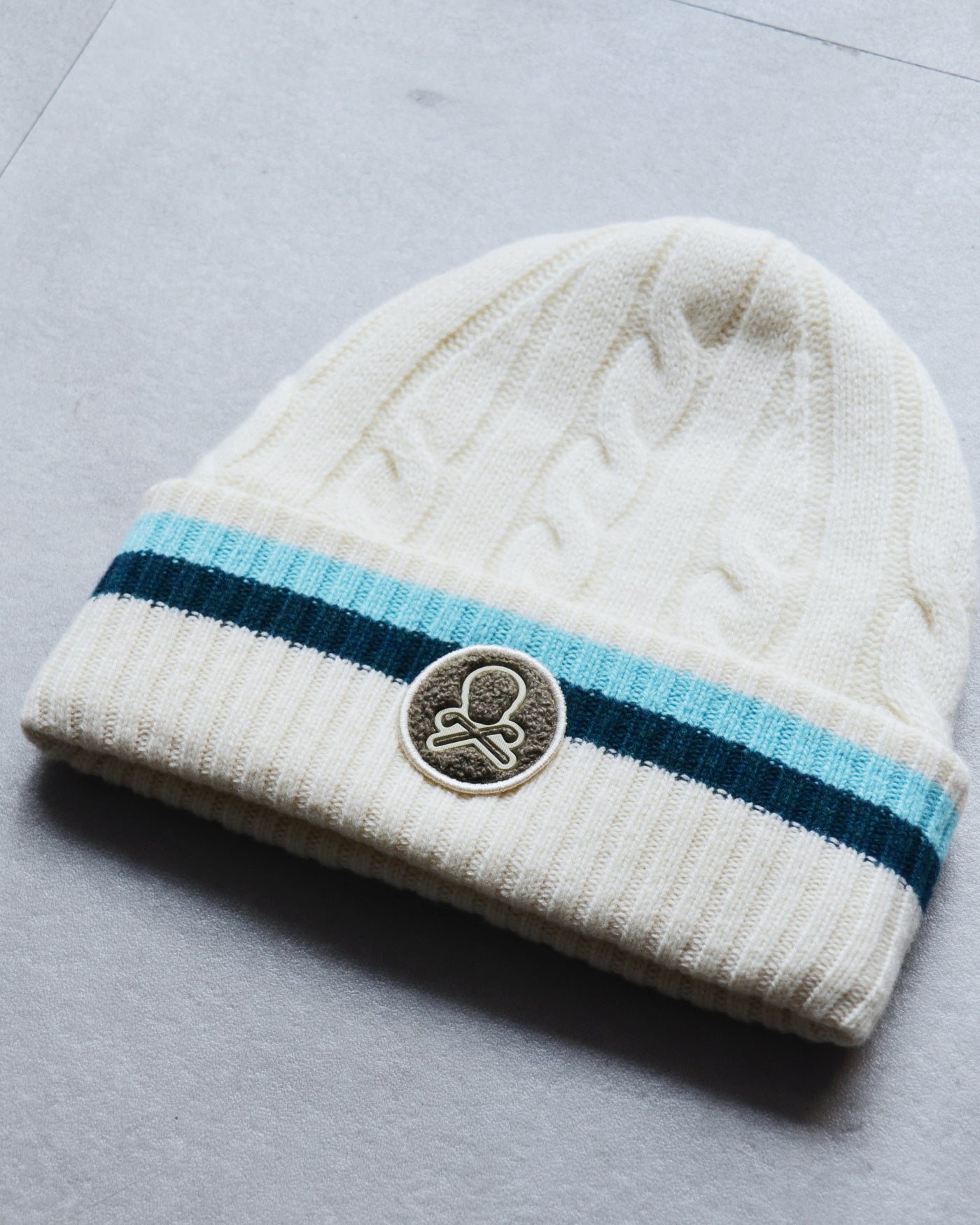 Ever Striped Cable Knit Beanie | MEN and WOMEN / WHITE