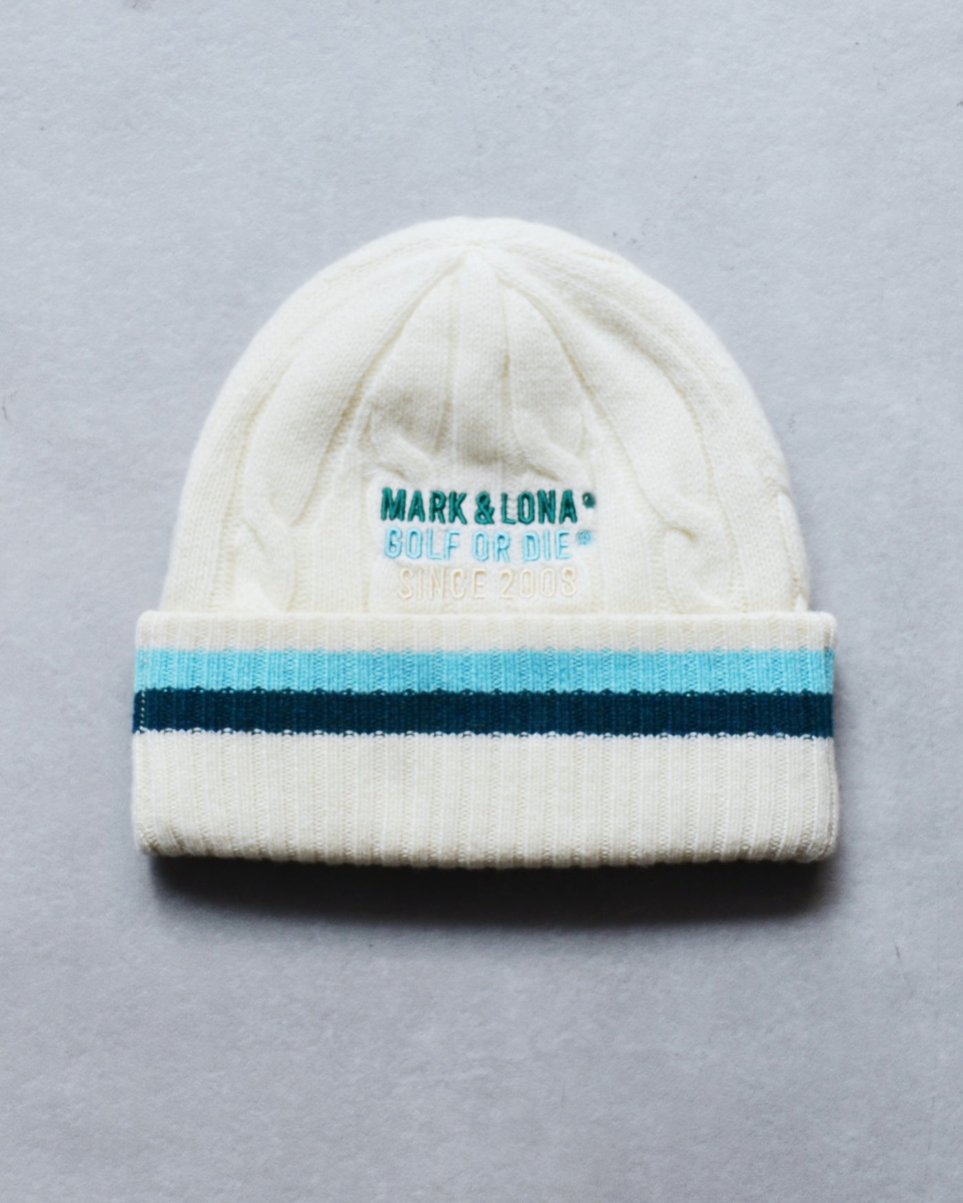 Ever Striped Cable Knit Beanie | MEN and WOMEN / WHITE