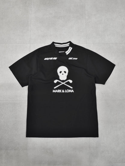 Icon Skull Stretch Nylon Piqué Mock | MEN / BLACK