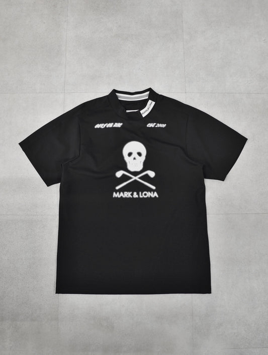 Icon Skull Stretch Nylon Piqué Mock | MEN / BLACK