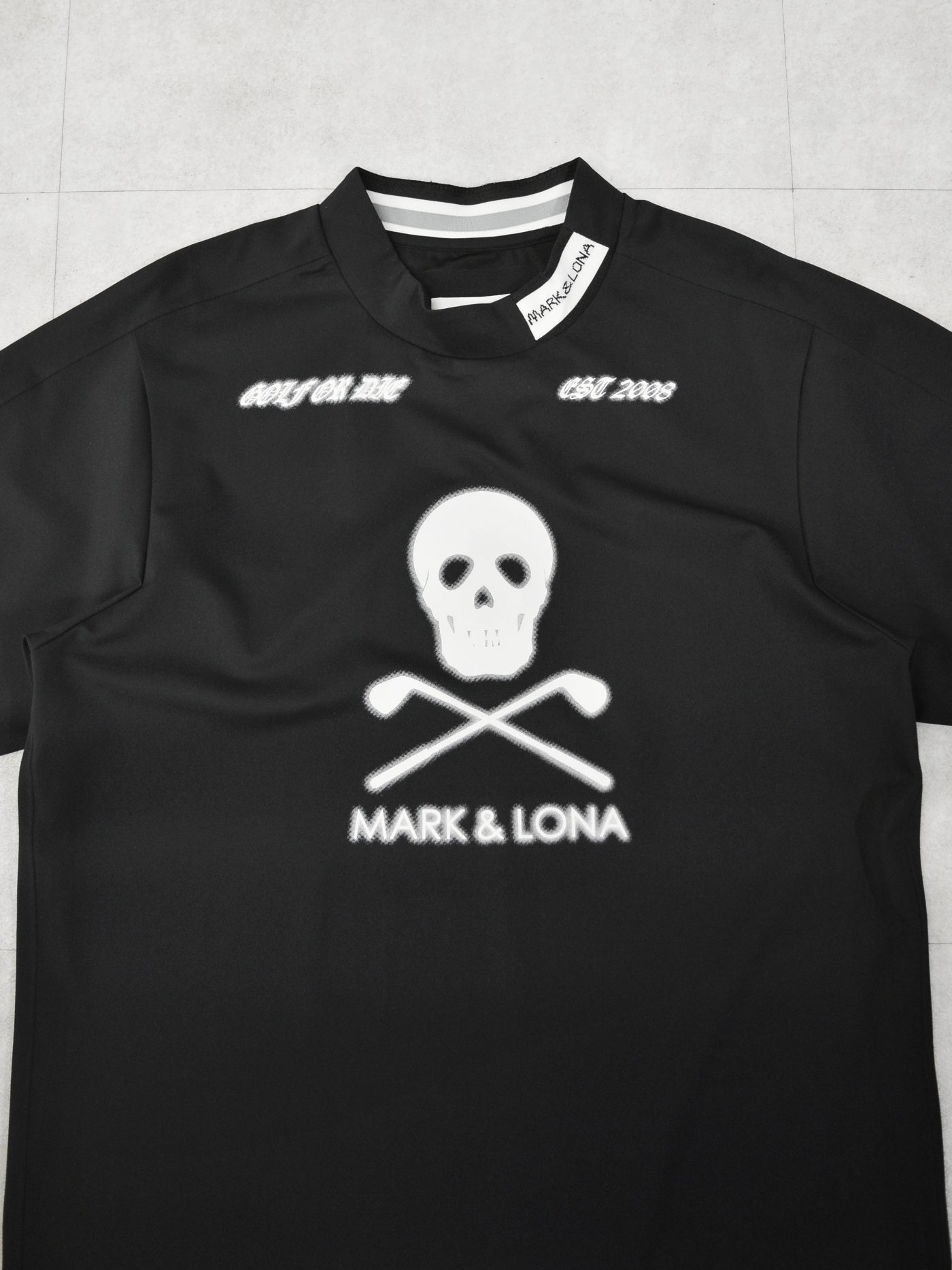 Icon Skull Stretch Nylon Piqué Mock | MEN / BLACK