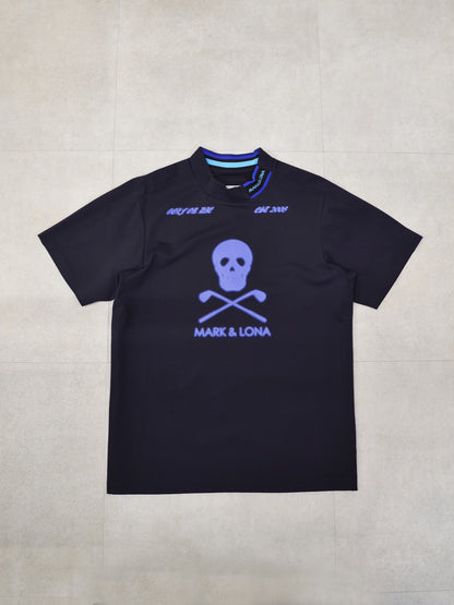 Icon Skull Stretch Nylon Piqué Mock | MEN / NAVY
