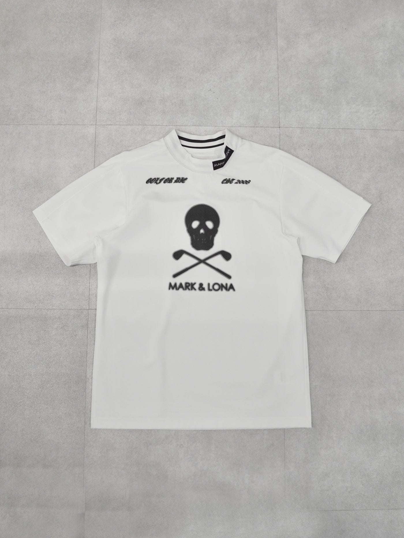 Icon Skull Stretch Nylon Piqué Mock | MEN / WHITE