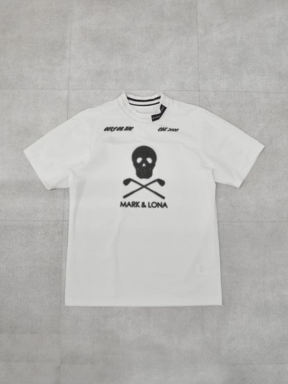 Icon Skull Stretch Nylon Piqué Mock | MEN / WHITE