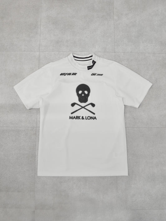 Icon Skull Stretch Nylon Piqué Mock | MEN / WHITE