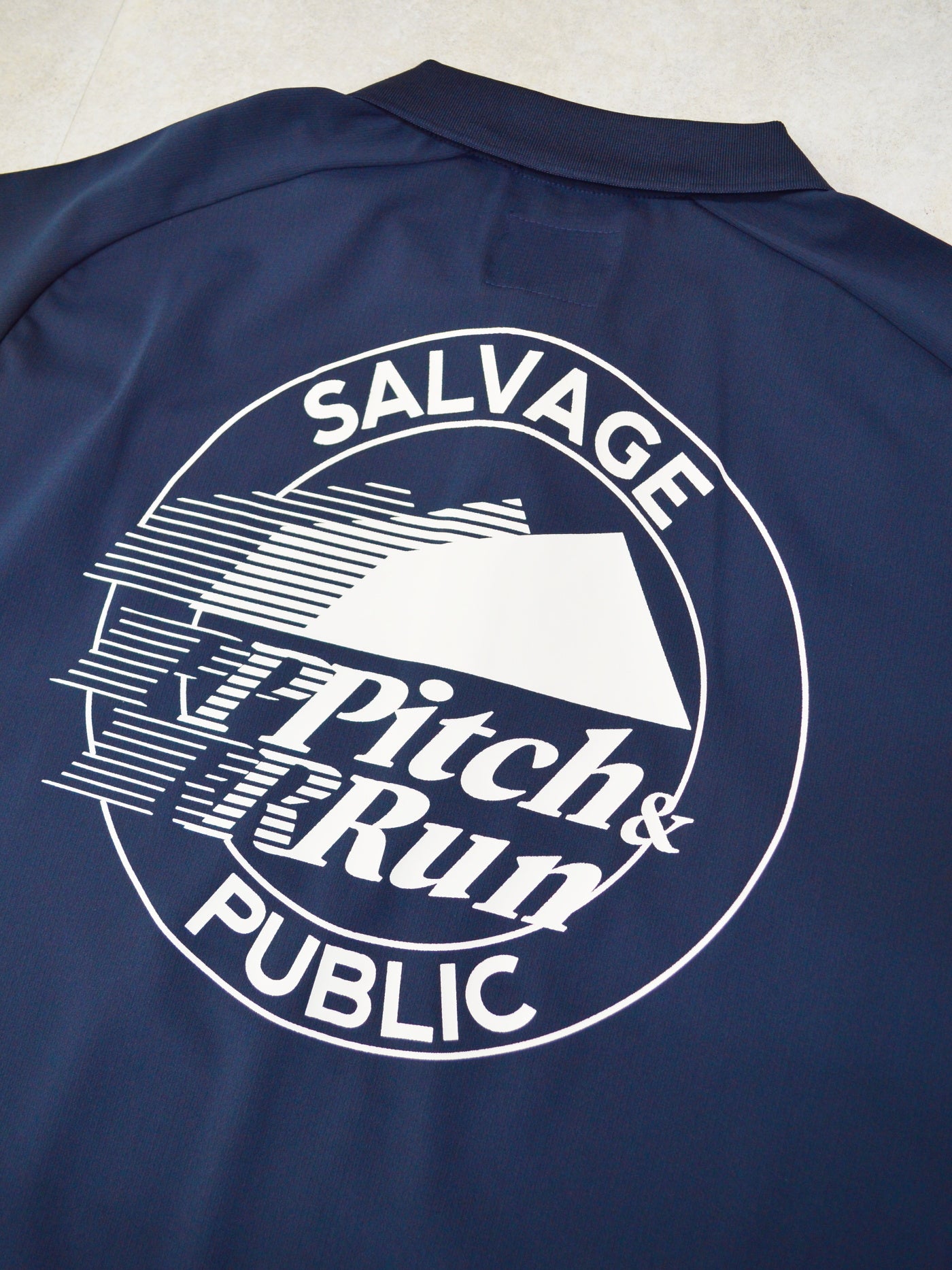 SVKS6011［サルベージパブリックコレパ］アロヘアテックポロ S/S (Pitch＆Run) / NAVY