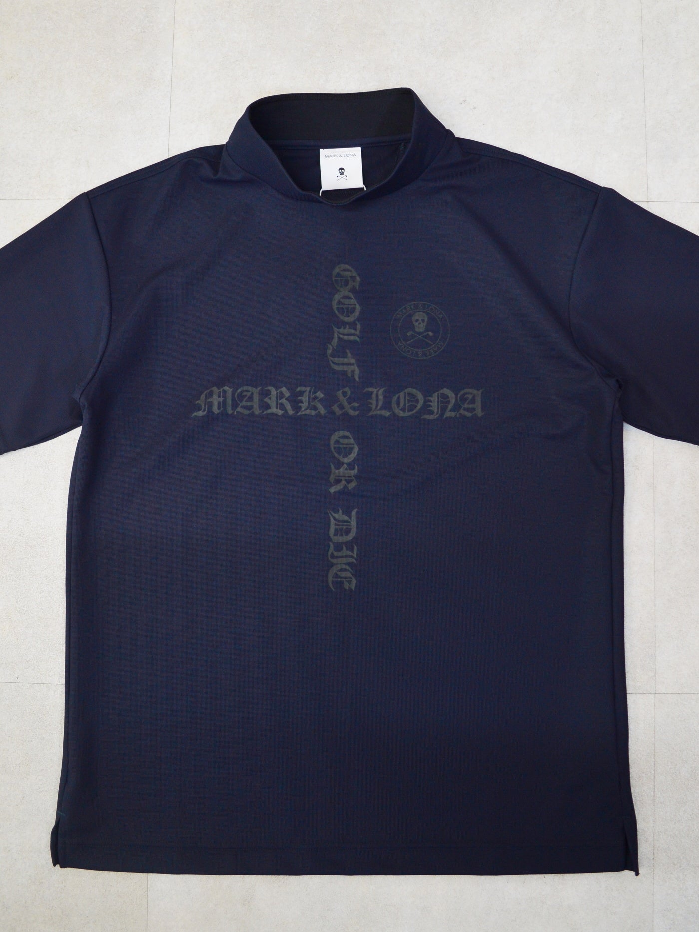 Croce Waffle Mock Neck Tee | MEN / NAVY