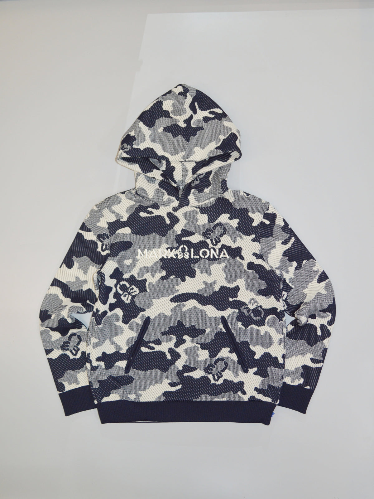 Mercury Camo Jacquard Knit Hoodie | MEN / NAVY